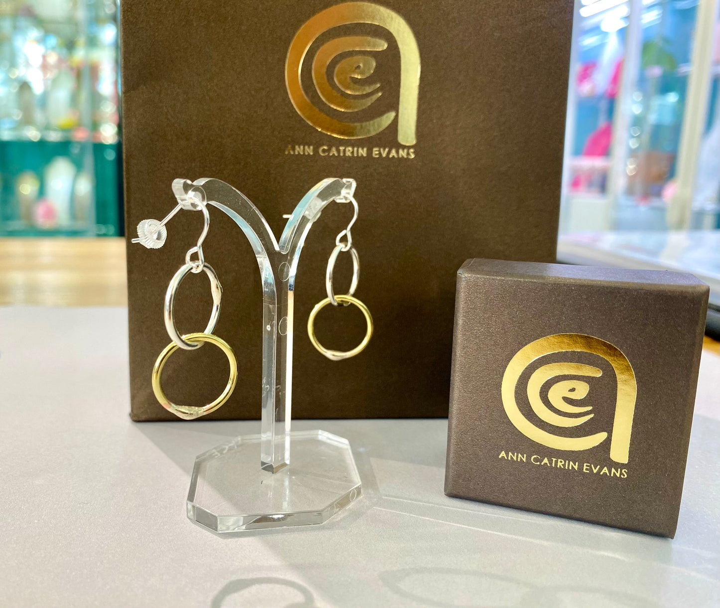 Gwlith Double Circle Earrings