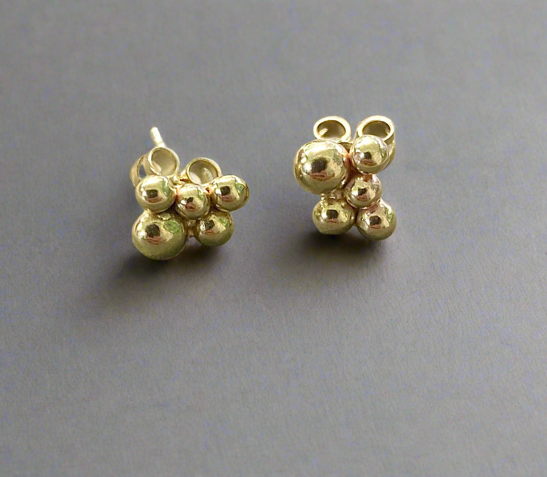 Gold Cluster Stud Earrings