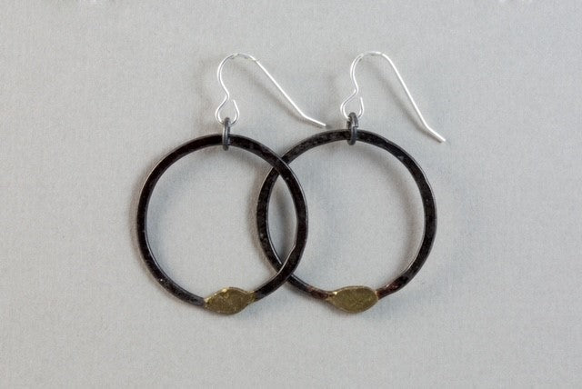 'Gwlith' Iron Hammered Hoop Earrings