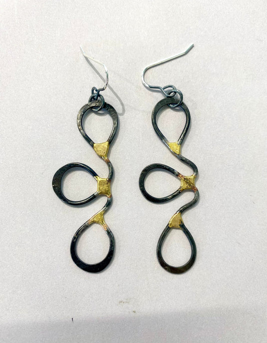 Squiggle Iron Hammered Earrings
