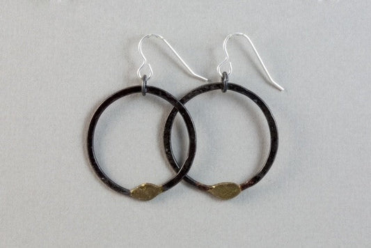 'Gwlith' Iron Hammered Hoop Earrings