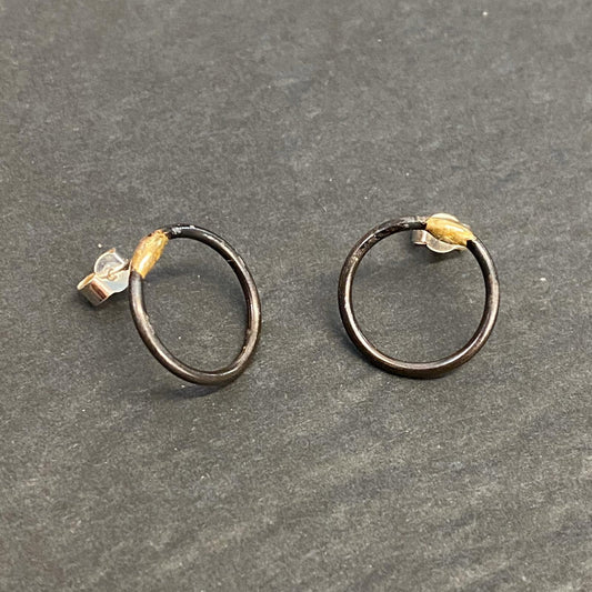 'Gwlith' Circle Stud Earrings