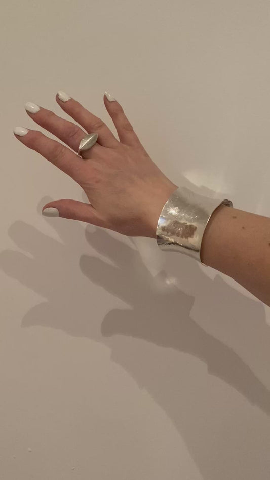 Annwn wide Silver Cuff Bracelet